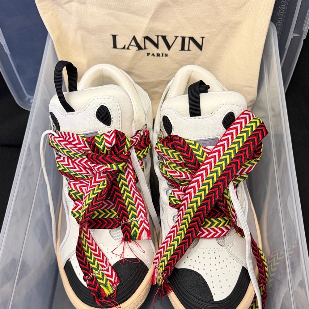 Lanvin Men’s Sneakers with Red and Green Laces size 42 US Size 9 - Picture 7 of 15
